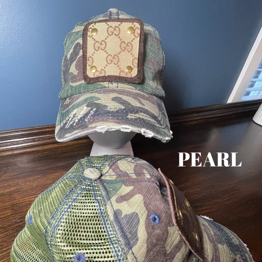 Upcycled Luxury Camouflaged trucker hat